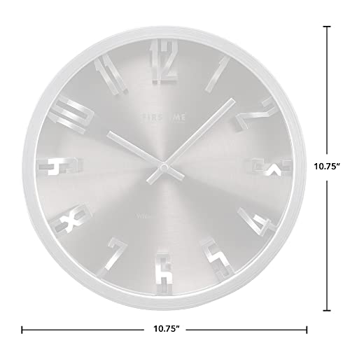FirsTime & Co.® Steel Dimension Wall Clock, American Crafted, Silver, 10 x 2 x 10,