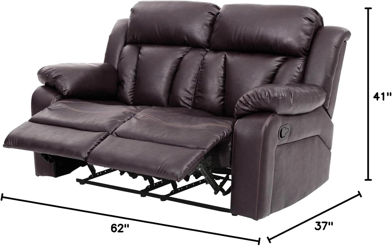 Glory Furniture Reclining Love seat, Brown Faux Leather