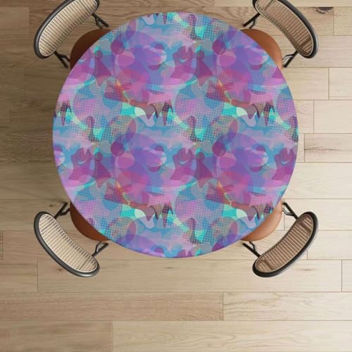 Multicolor Seamless Table Cloth for Round Tables Old Fashioned Scottish Tartan Country Style Wipe Clean Table Cover for Outdoor/Indoor Use Plaid Fits up 40