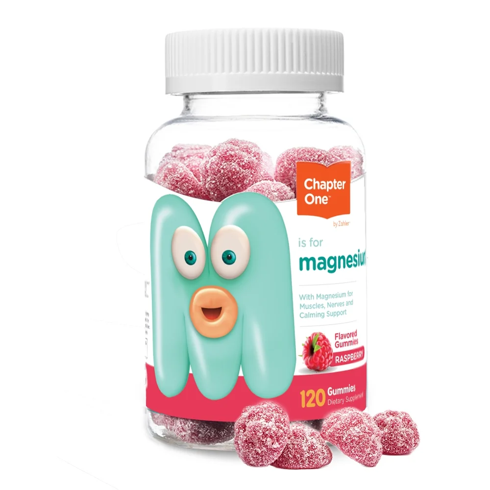 Chapter One Magnesium Gummies, Calm Kids Magnesium Citrate 100mg, Kosher, Raspberry Flavor, 120 Gummies