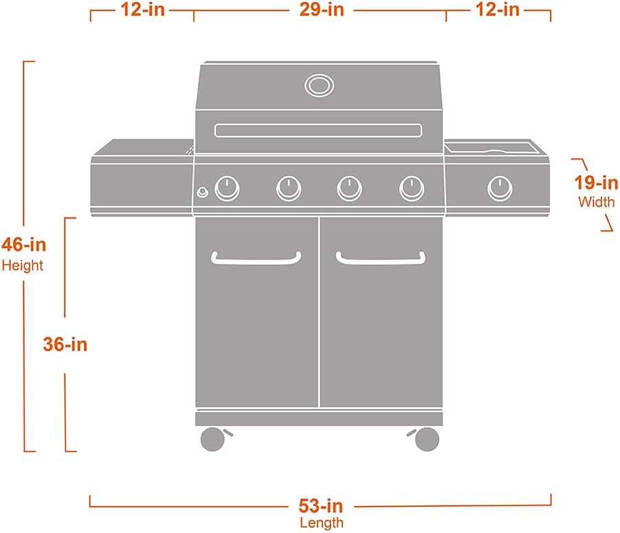 Monument Grills 13478 4-Burner Cabinet Style Propane Gas Grill in Black with LED Controls and Side Burner