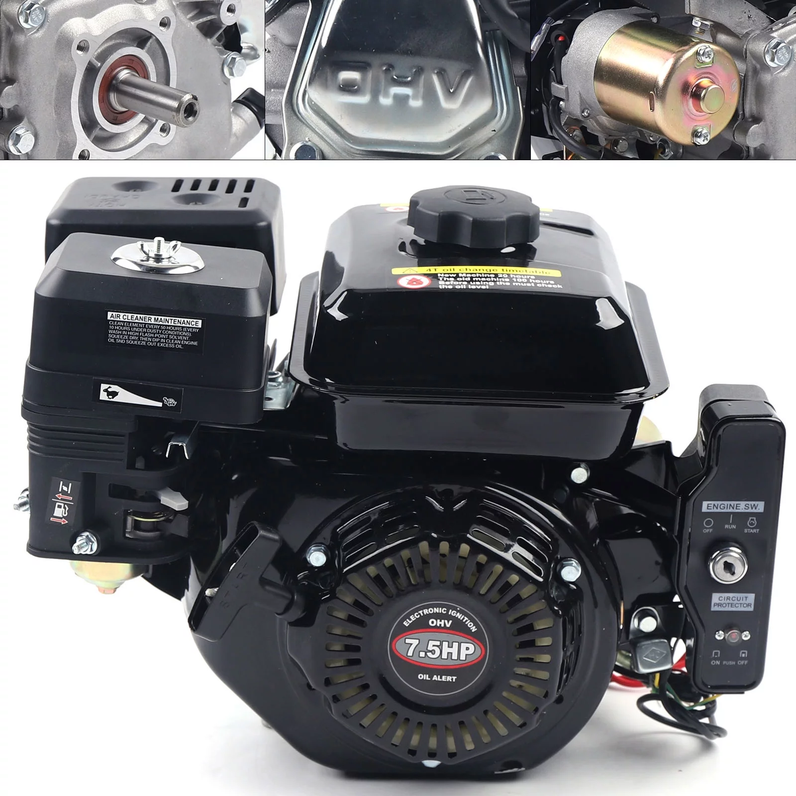Miumaeov 7.5HP Go Kart Engine 212cc 4 Stroke Gas Engine Electric Start Horizontal Engine OHV Gasoline Air Cooling for Lawnmower Scarifier Go Kart Compressor - Radiant Selections