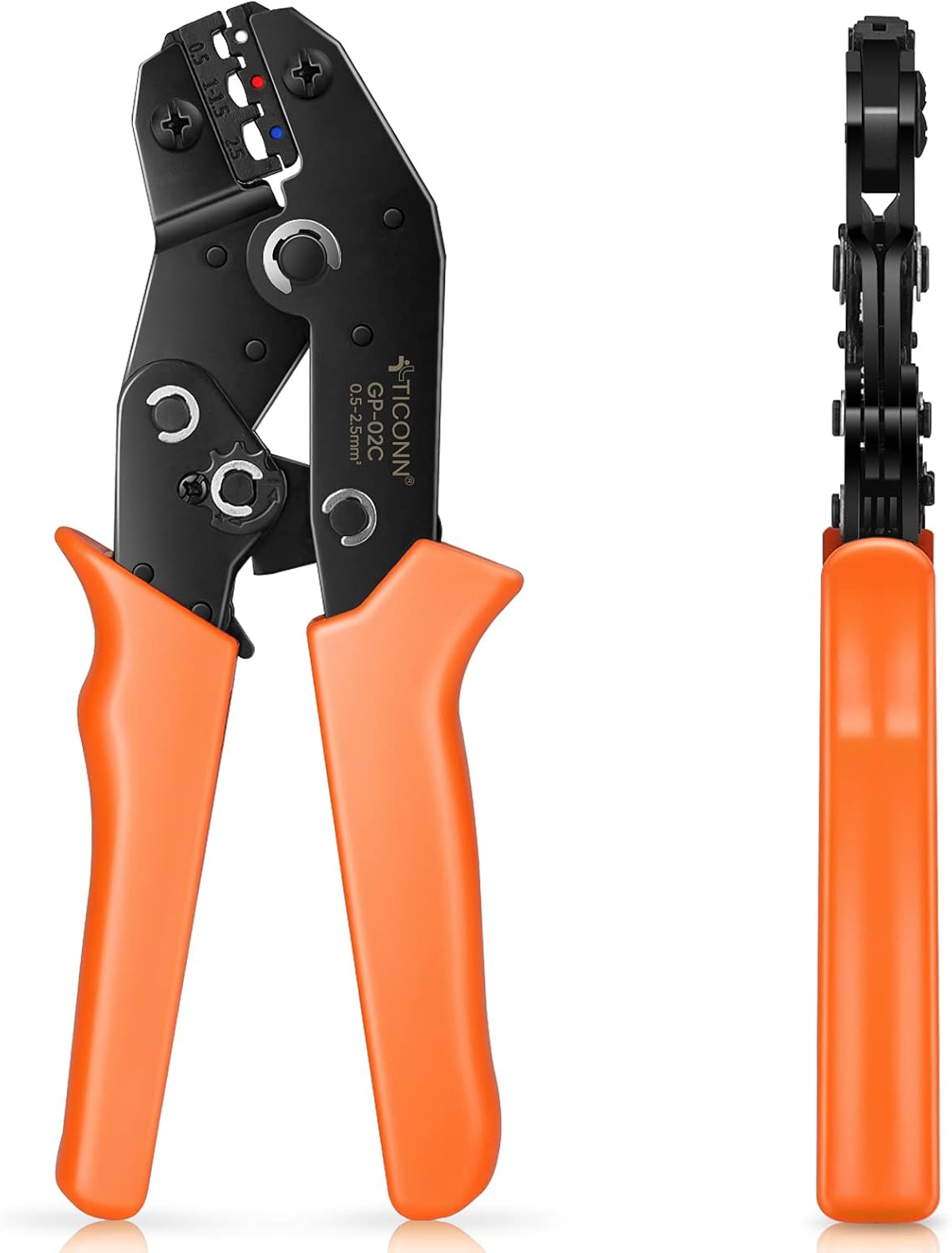 TICONN Crimping Tool for Heat Shrink Connectors - Ratcheting Wire Crimper - Crimping Pliers - Ratchet Terminal Crimper - Wire Crimp Tool (Combo Kit) Pack of 2