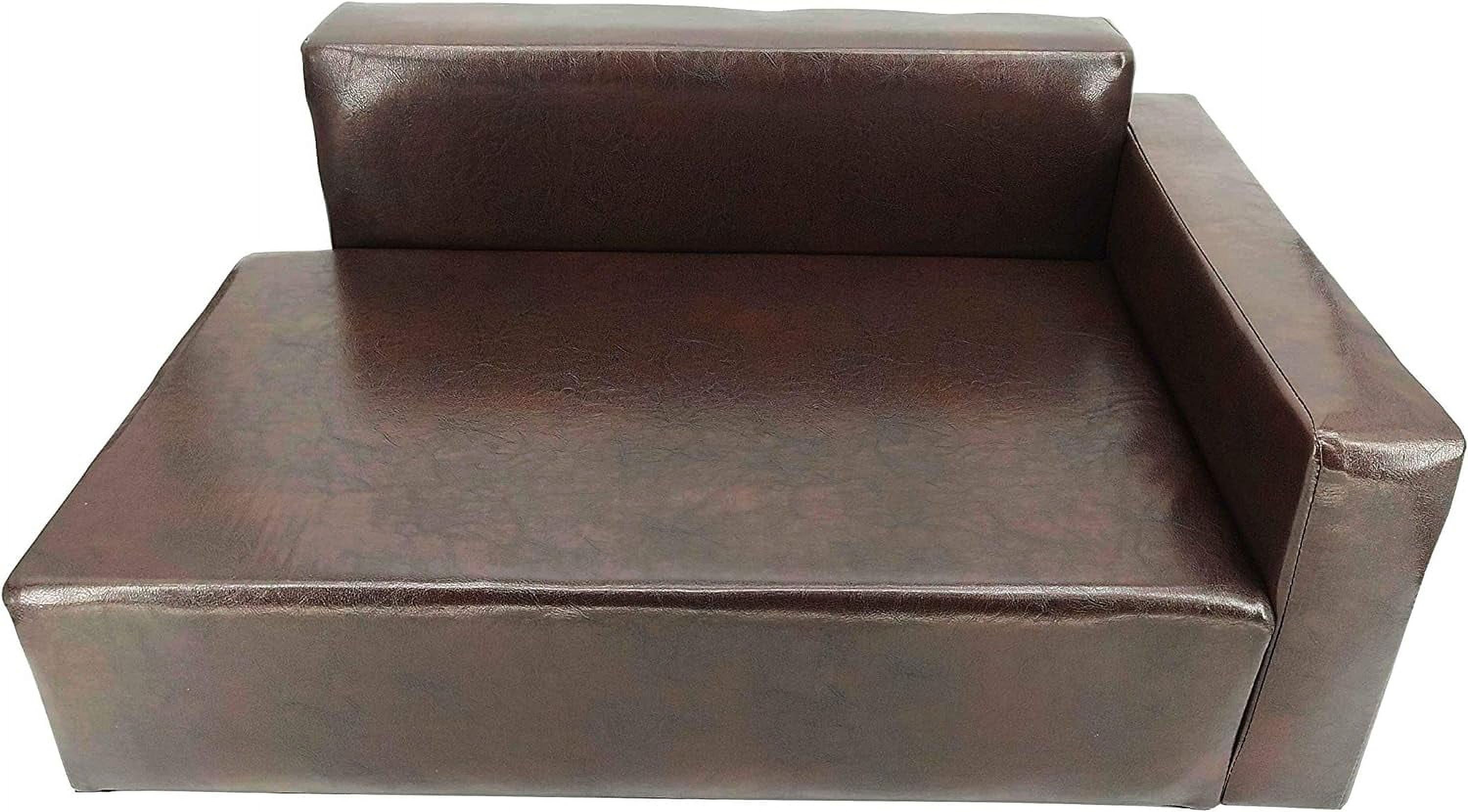 Dog Sofa Bed Brown Synthetic Leather Recliner L Lounge Chair Couch Seat Chaise 30X20x13 Seating Area Is 27X16
