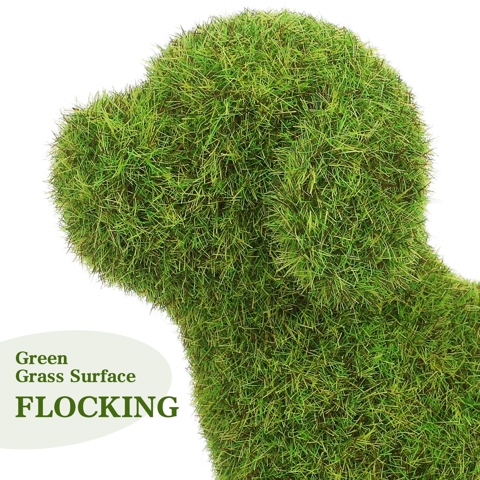 Artificial Topiary Dog Flocked Puppy Ornament Lifelike Statue