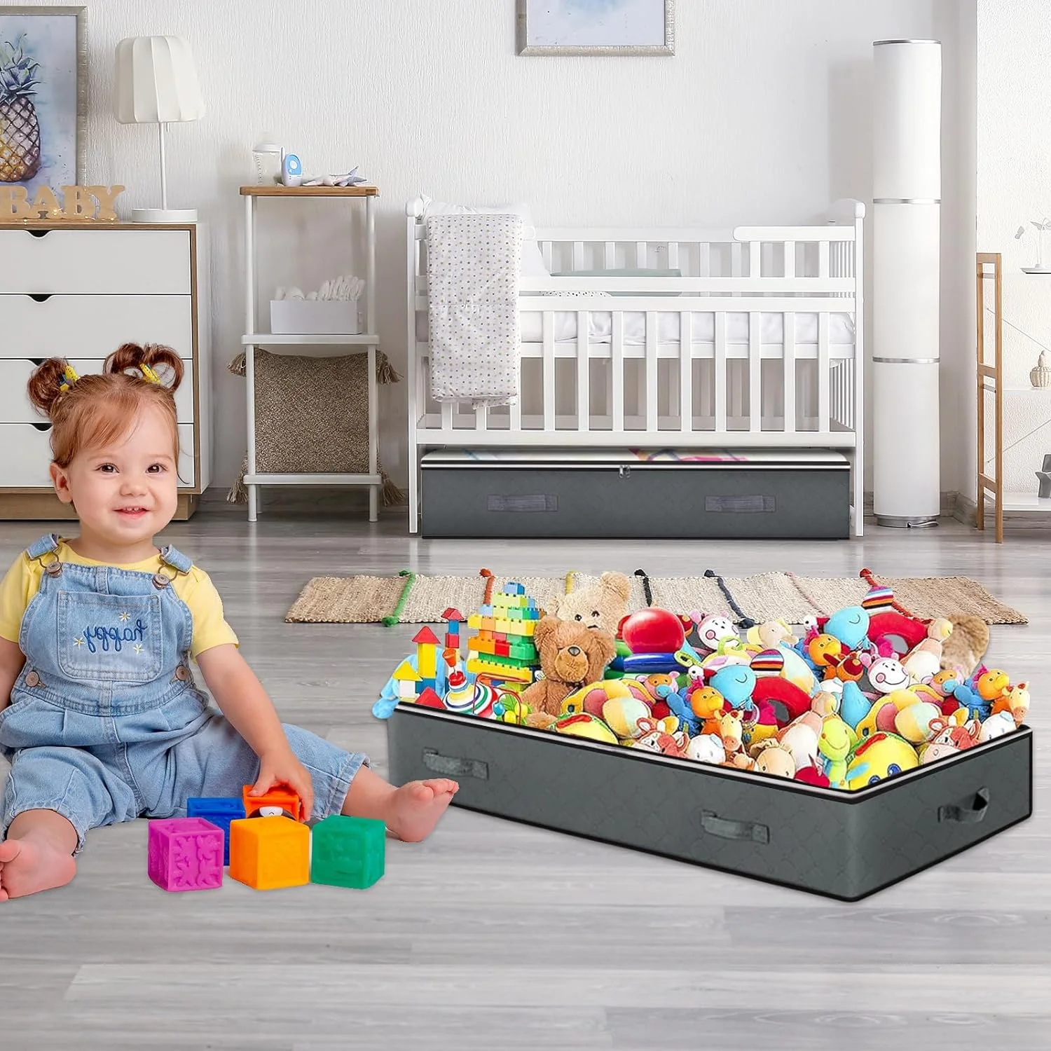 8 Pack Under Bed Storage Containers, 90L Collapsible Closet Organizers with  Window