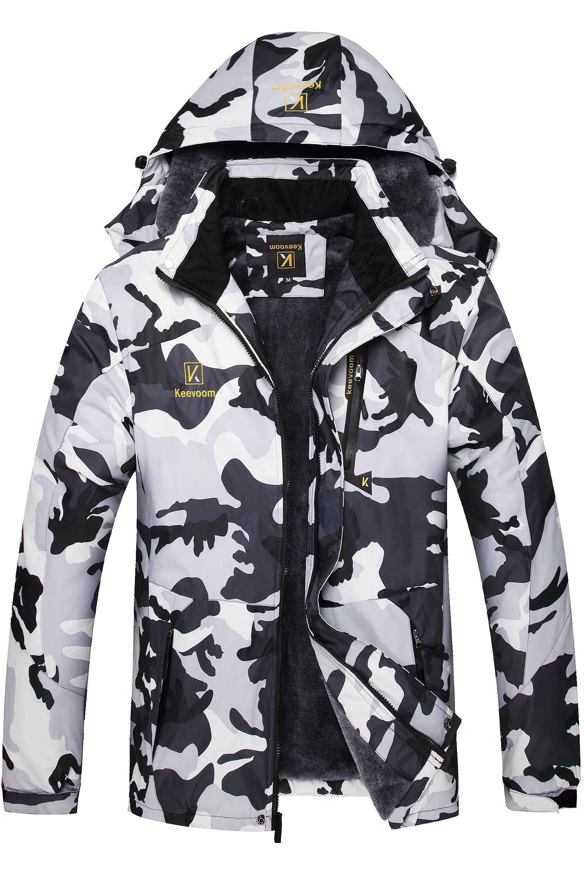 Keevoom Men Waterproof Ski Jacket Winter Snow Coat Windproof Mountain Warm Coat with Hood