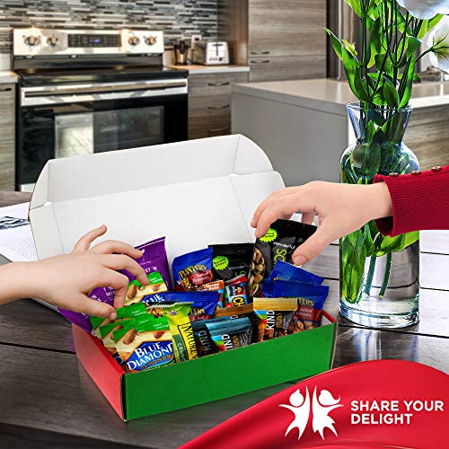 Variety Healthy Snack Box (37 Count) | Healthy Gift Basket of Assorted Packaged Granola Bars, Breakfast Bars, Nuts, Peanuts, Almonds, Fruit Bars | For Valentine Day Work Breakroom, Fitness, College Dorm Military