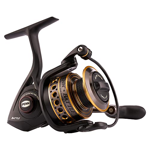 PENN Battle Spinning Reel Kit, Size 5000, Includes Reel Cover and Spare Anodized Aluminum Spool, Right/Left Handle Position, HT-100 Front Drag System