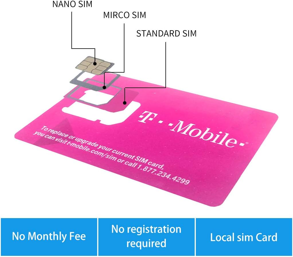 T-Mobile USA Sim Card Unlimited Data -True Unlimited High Speed Data/Calls/Texts Pack of 2