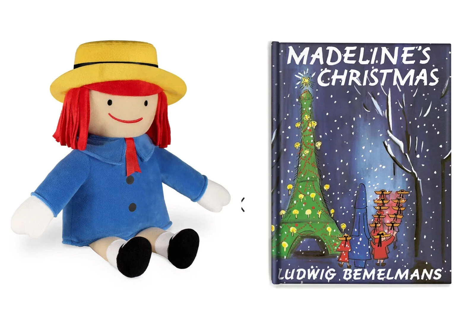 Plush Blue Madeline Doll & Christmas BOOK Set 12