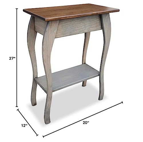 Peaceful Classics Wooden End Table- Amish Handmade Slim Side Table for Living Room, Bedroom, Entry Way, & Hallway, Thin Narrow End Table with 2-Tiered Shelves for Display & Storage, Mocha