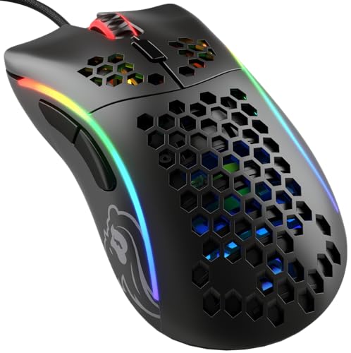 Glorious Model D Wired Gaming Mouse - 68g Superlight Honeycomb Design, RGB, Ergonomic, Pixart 3360 Sensor, Omron Switches, PTFE Feet, 6 Buttons - Matte White