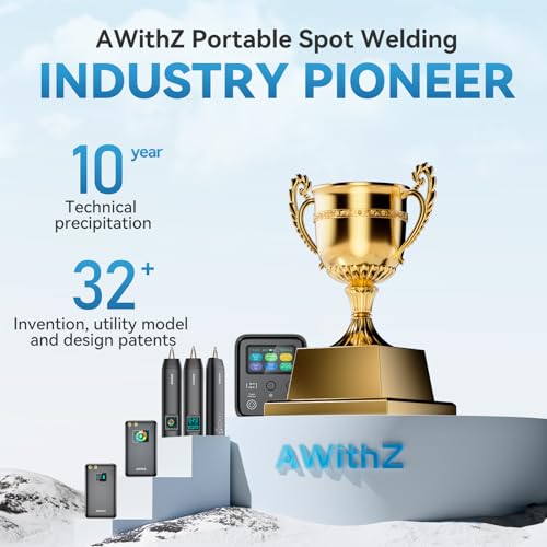 Battery Spot Welder, AWithZ Handheld Spot Welder 11 Gear Adjustable, Automatic and Manual Modes Battery Welder for 18650 Battery, Welding Nickel Sheets, Iron (Black-H1)