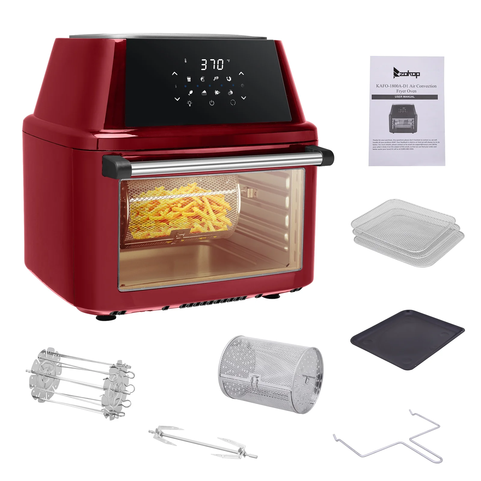 Ktaxon 16.91Qt 8-in-1 Air Fryer Oven 1800W Large Air Fryers, ETL Certified