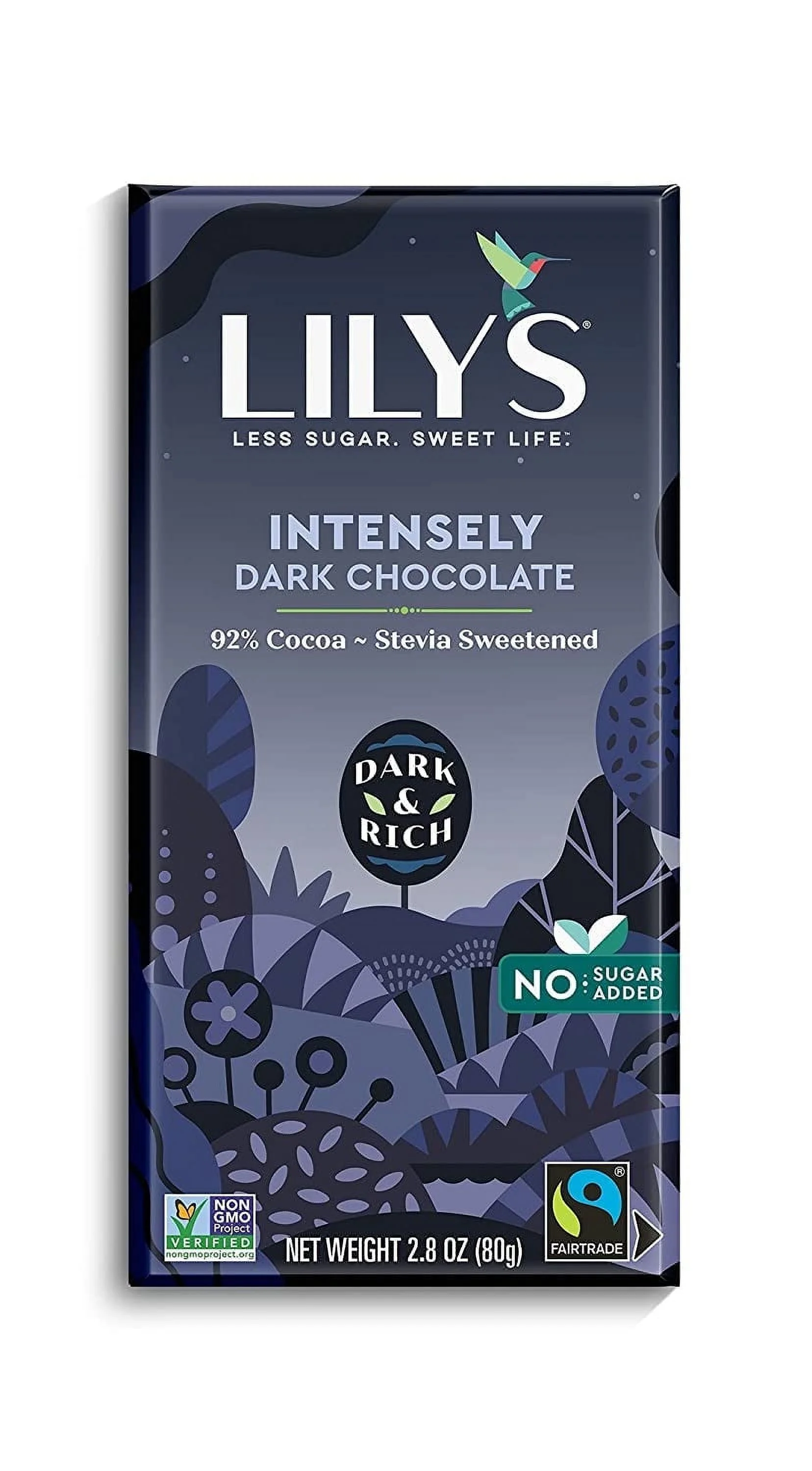 Lily's Sweets Intensely Dark Chocolate Bar 92% Cocoa 2.8 oz Pack of 3