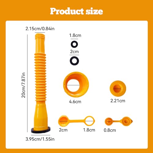 Gas Can Spout Replacement Kit, Universal Anti-Spill Gas Can Nozzle Replacement, Upgraded Replacement Gas Can Spout with Flexible Nozzle, Fit for Most 1/2/5/10 Gal Can (A# 5 Set, with 8mm Drill Bit)