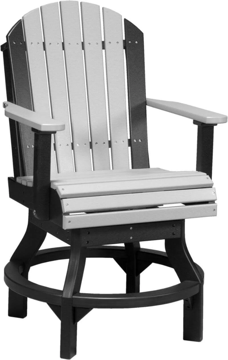 LuxCraft Recycled Plastic Adirondack Balcony Chair-Dove Gray on Black