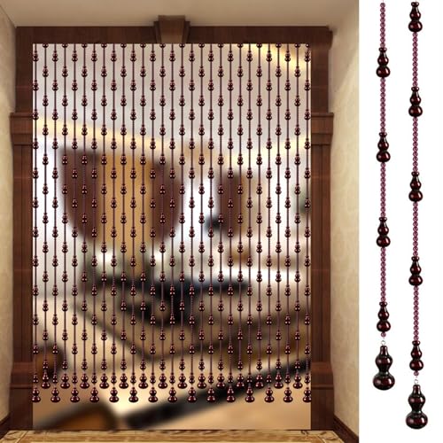 Custom Door Hanging Beads Curtain Privacy, Wood Beaded Curtains for Bedroom Windows Hallway Decor, Dense Bead Room Divider for Patio Porch (Color : 35 Strands, Size : L 125cm/49.2