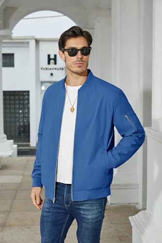 MAGCOMSEN Men's Jacket Lightweight Bomber Jacket Casual Windbreaker Jackets Windproof Zip Up Coats with 5 Pockets