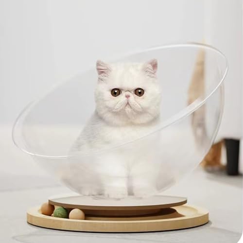 Space Capsule Cat Bed, Indoor Solid Wood Stand Stable Pets Bed Toy, All Seasons Universal Cat Activity Centre, Kitten Nest Pet Accessories for Cats/Kitten Cats (Color B, L)