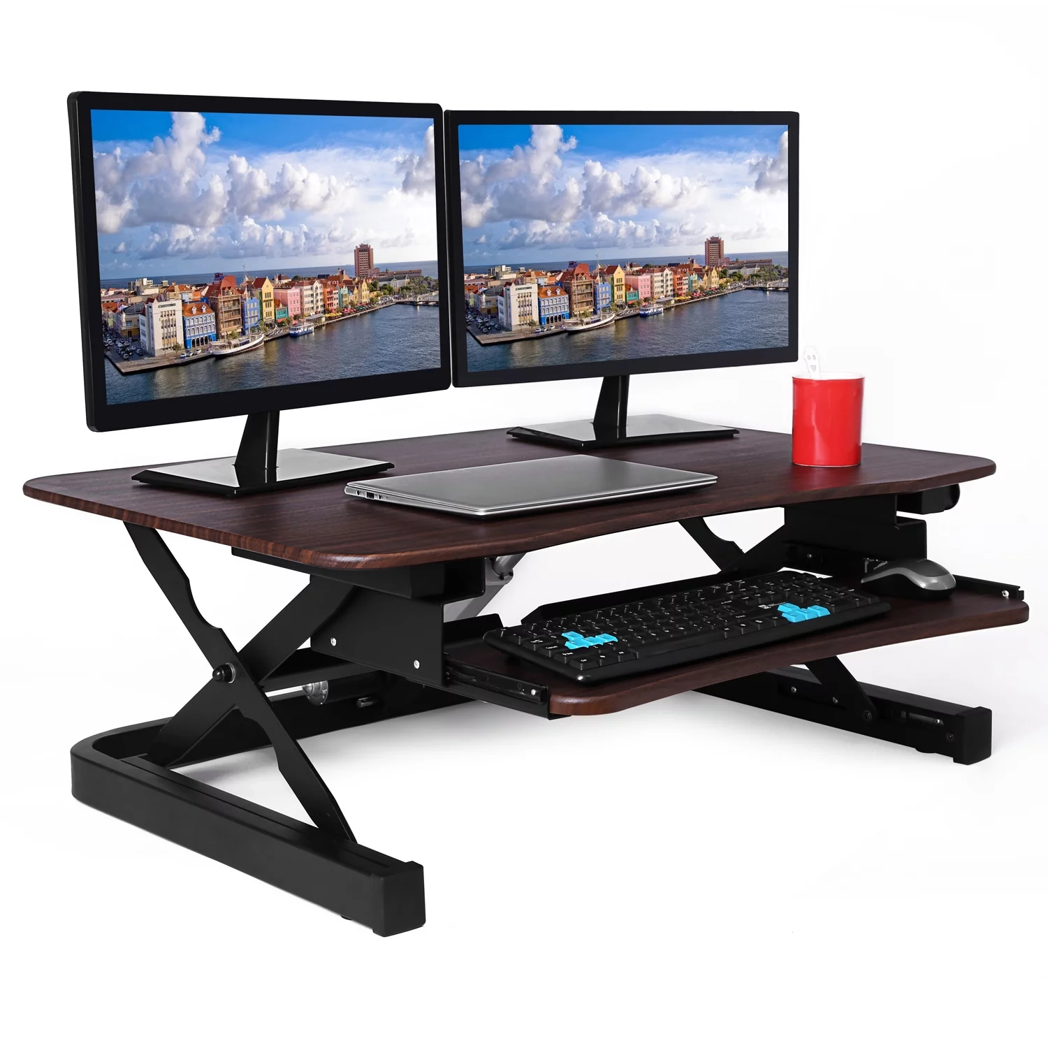 ApexDesk ZT Series Height Adjustable Sit to Stand Electric Desk Converter, 2-Tier Design with Large 36x24