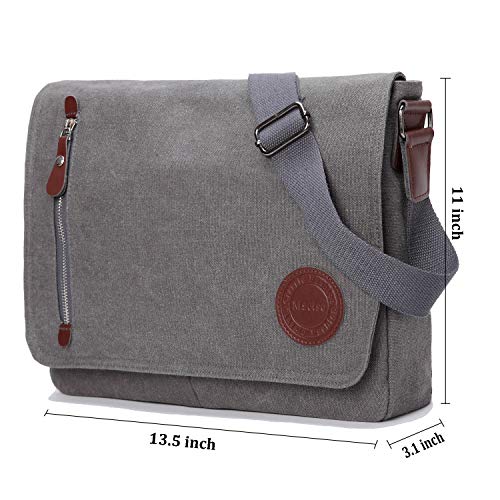 Vintage Canvas Satchel Messenger Bag for Men Women,Travel Shoulder bag 13.5