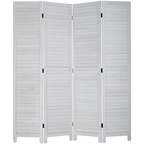 Room Divider 6 Panel Wood Privacy Screen Folding Partition Wall Room Dividers Freestanding White 5.57 FT Tall Divider for Room Separation