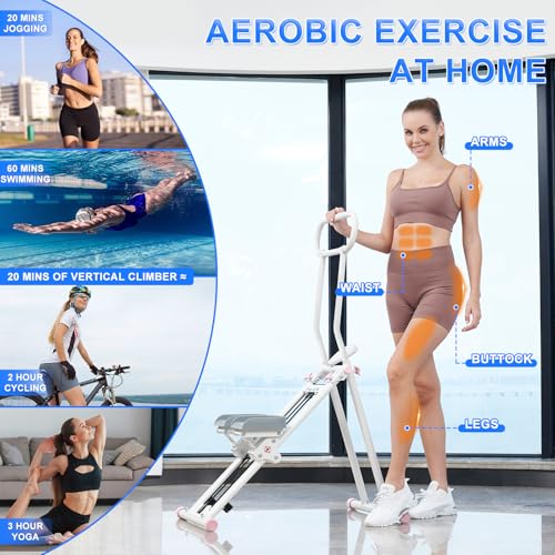 Stair Stepper for Home Gym,Folding Vertical Climber Cardio Exercise Machine,Stair Climber for Full Body Workout with Adjustable Handlebar for Women & Men