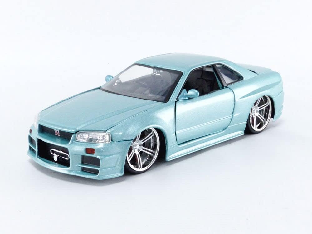 Jada Toys Fast & Furious 1:24 Brian's 2002 Nissan Skyline GT-R R34 Blue Green Die-cast Car, Toys for Kids and Adults