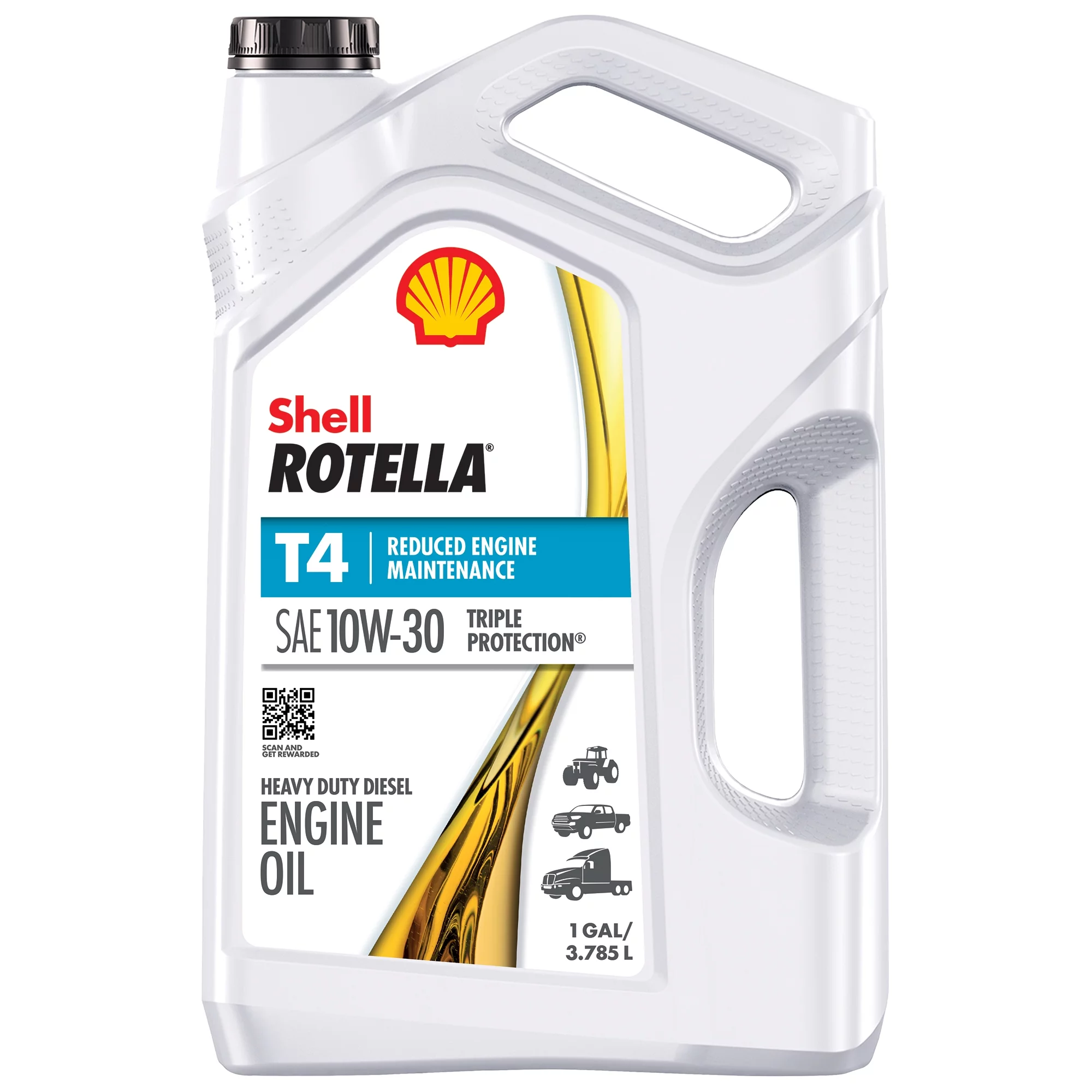 Shell Rotella T4 Triple Protection 10W-30 Diesel Motor Oil, 1 Gallon, 3-Pack