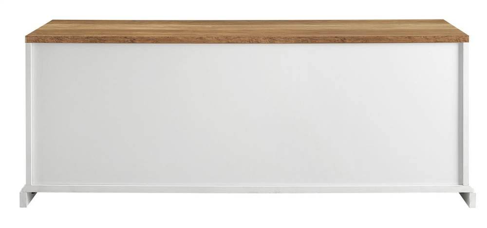 Walker Edison Sliding Barn Door Entry Bench - White / Reclaimed Barnwood