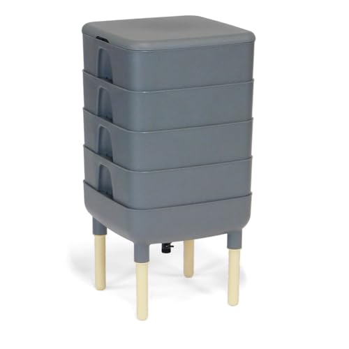 FCMP Outdoor - The Essential Living Composter, 4-Tray Worm Vermicomposter Bin, Grey