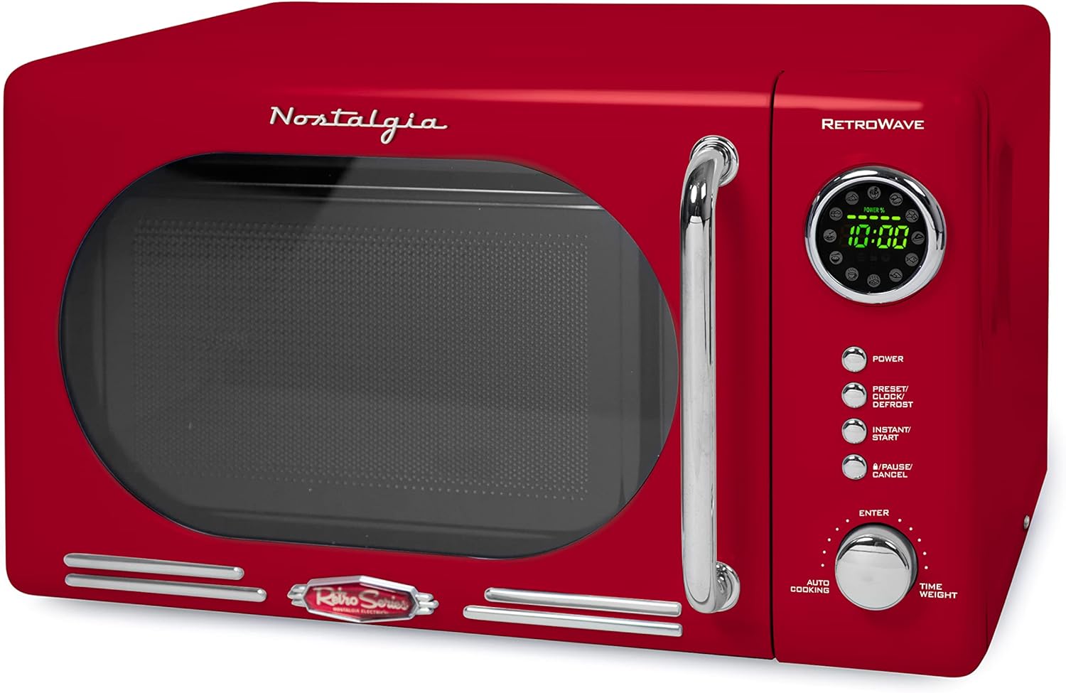 Nostalgia Retro Compact Countertop Microwave Oven - 0.7 Cu. Ft. - 700-Watts and Nostalgia Retro Stainless Steel Electric Tea And Water Kettle, 1.7 Liters