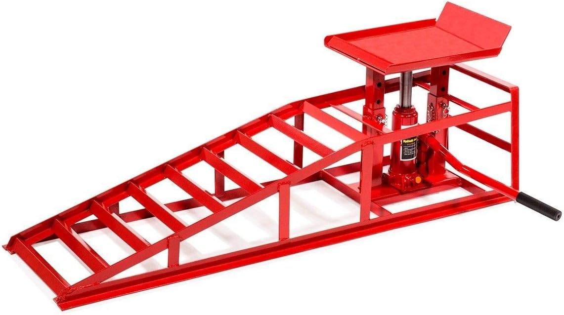 Stark Auto Ramp Low Profile Car Lift Service Ramps Truck Trailer Garage Automotive Hydraulic Lift Repair Frame 1pc (Red)