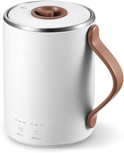 Kettles for Boiling Water, 350Ml Cooking Pot Stainless Steel Inner Dessert Stewinghine Multi Cooker Preserving Pot Portable Kettle Boil-Dry Protection, Stainless/White elegant