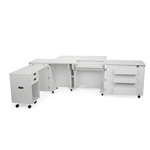 Kangaroo Sewing Furniture Aussie Sewing Cabinet with Quilt Blocks - Ash White