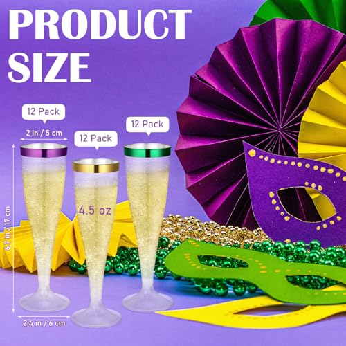 36 Pcs Plastic Champagne Flutes 4.5 oz Clear Toasting Glasses Cocktail Cup Wine Disposable Champagne Glass for Halloween Christmas Wedding Birthday Party (Green,Red)