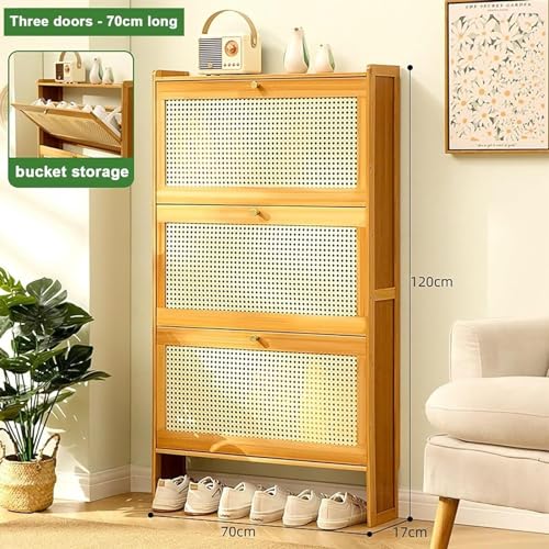 Shoe Racks Storage Cabinet With Doors, Shoe Cupboard, Rattan Slim Shoe Storage, Hallway Cupboard Shoe Racks Storage, Hallway Shoe Storage Cabinet Slim for Entryway Bedroom Living Room Apartment(Size:7