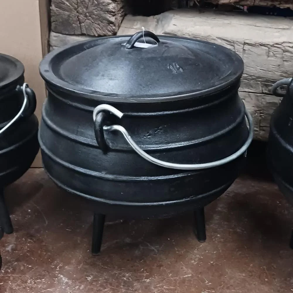 Campfire Cooking Kettle - Cast Iron je Dutch Oven With 3 Legs And Lid, 16 Inch, 9 Gallon