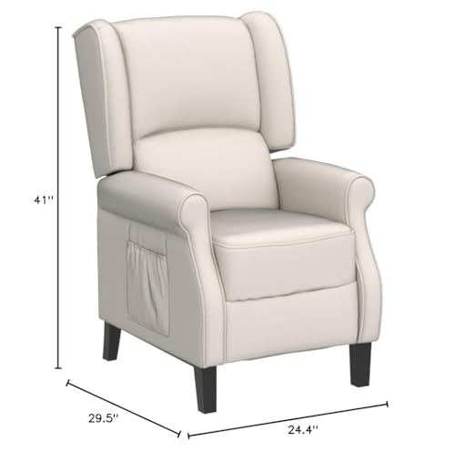 LEISLAND Wingback Recliner Chair for Living Room, Fabric Recliner Chair with Heat and Massage, Tufted Armchair for Reading and Napping,Beige