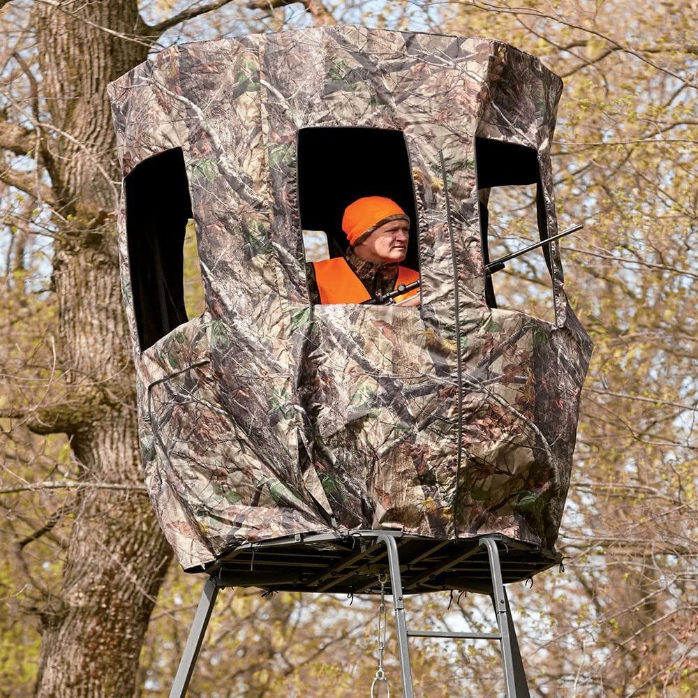 Guide Gear Full Blind Enclosure 20' Tripod Hunting Deer Stand Cover, Camo
