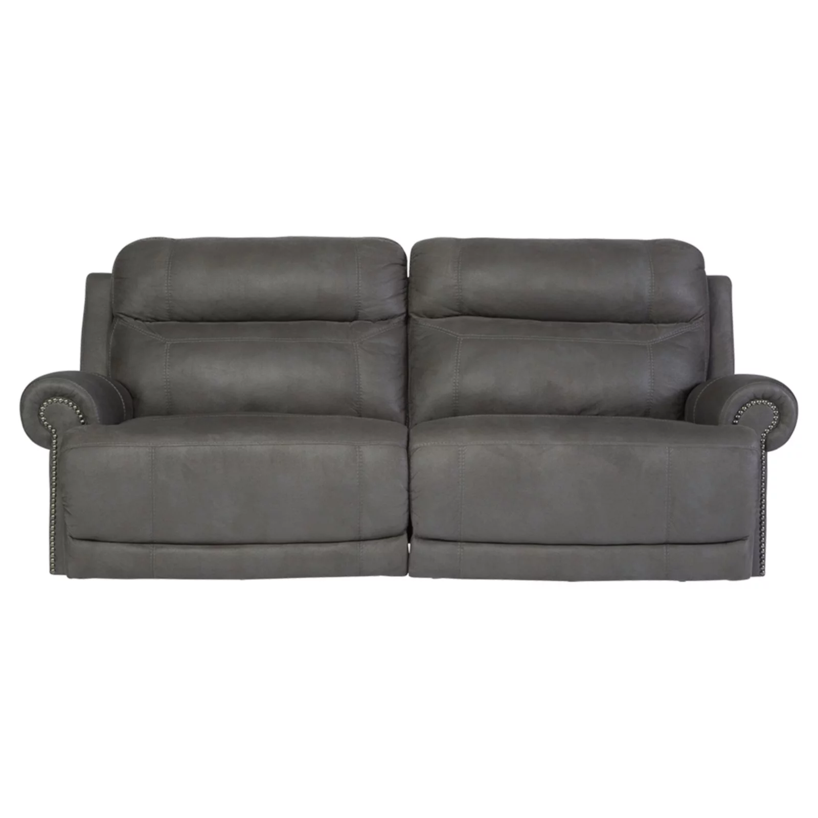Ashley Furniture Austere Faux Leather Reclining Sofa in Gray