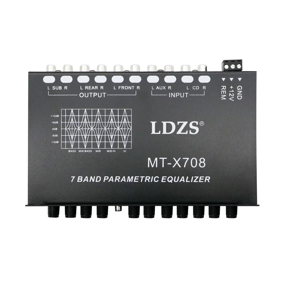 Htovila Professional 7 Band Car Equalizer Multifunctional Car Audio EQ Tuning Crossover Parametric Equalizer Car Audio Equalizer