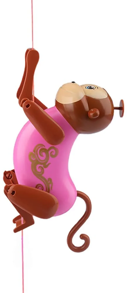 Rope-Climbing Monkey, Funny String-Climbing Monkey Toy Pull and Climb Monkey Pull String Monkey Interactive Toy with Funny Sound Effect for Kids (Pink)