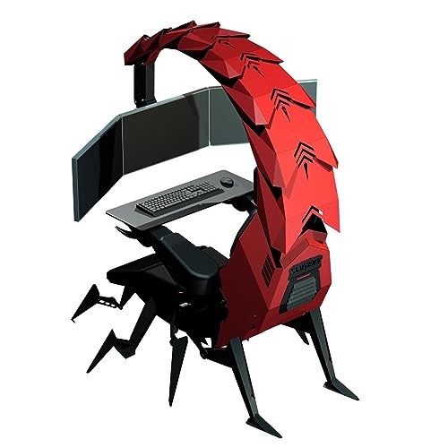 Pro Gaming Chair Workstation Cockpit Scorpion Gaming Chair Ergonomic Computer Cockpit Chair with 16-Color RGB Light, Zero Gravity Computer Cockpit for Office and Home, Can Support 3 Screens,Green