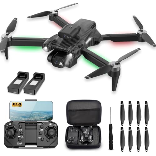 4K Camera Drone for Kids 8-12 & Adults - Beginner-Friendly Mini Drone with Emergency Stop, 360° Flips, Carrying Case & 2 Batteries, Headless Mode,RC Quadcopter Toys for Boys Girls Age 6-14