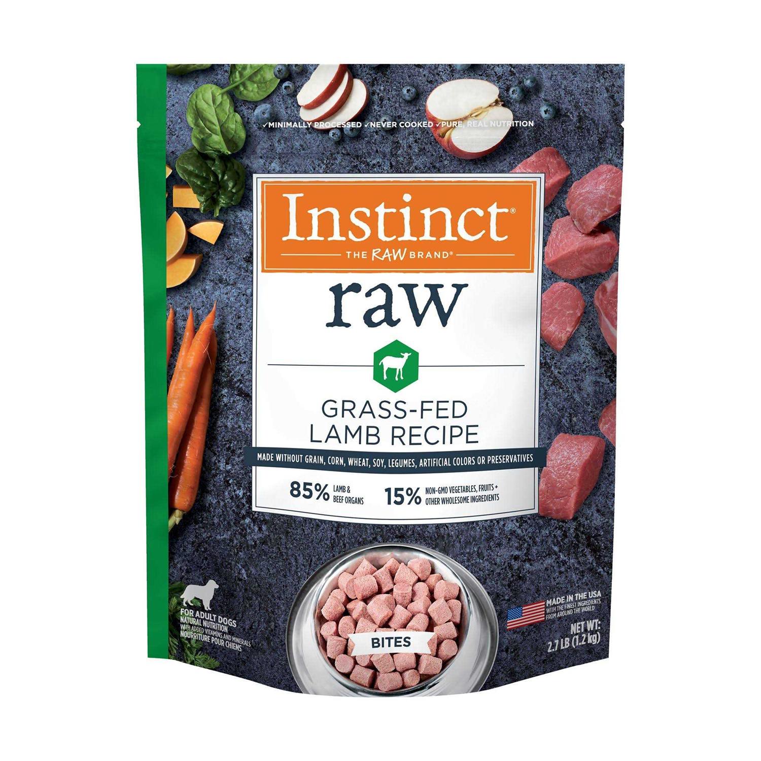 Instinct Raw Frozen Bites Grass Fed Lamb Recipe Dog Food - Pet Supplies online store
