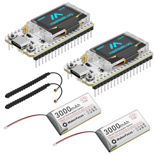 MakerFocus ESP32 LoRa V3 Development Board with 3000mAh Battery and 915MHz Antenna, Integrated WiFi Bluetooth SX1262 CP2102 0.96-inch OLED Display Type C for Meshtastic IoT Arduino Intelligent Scene