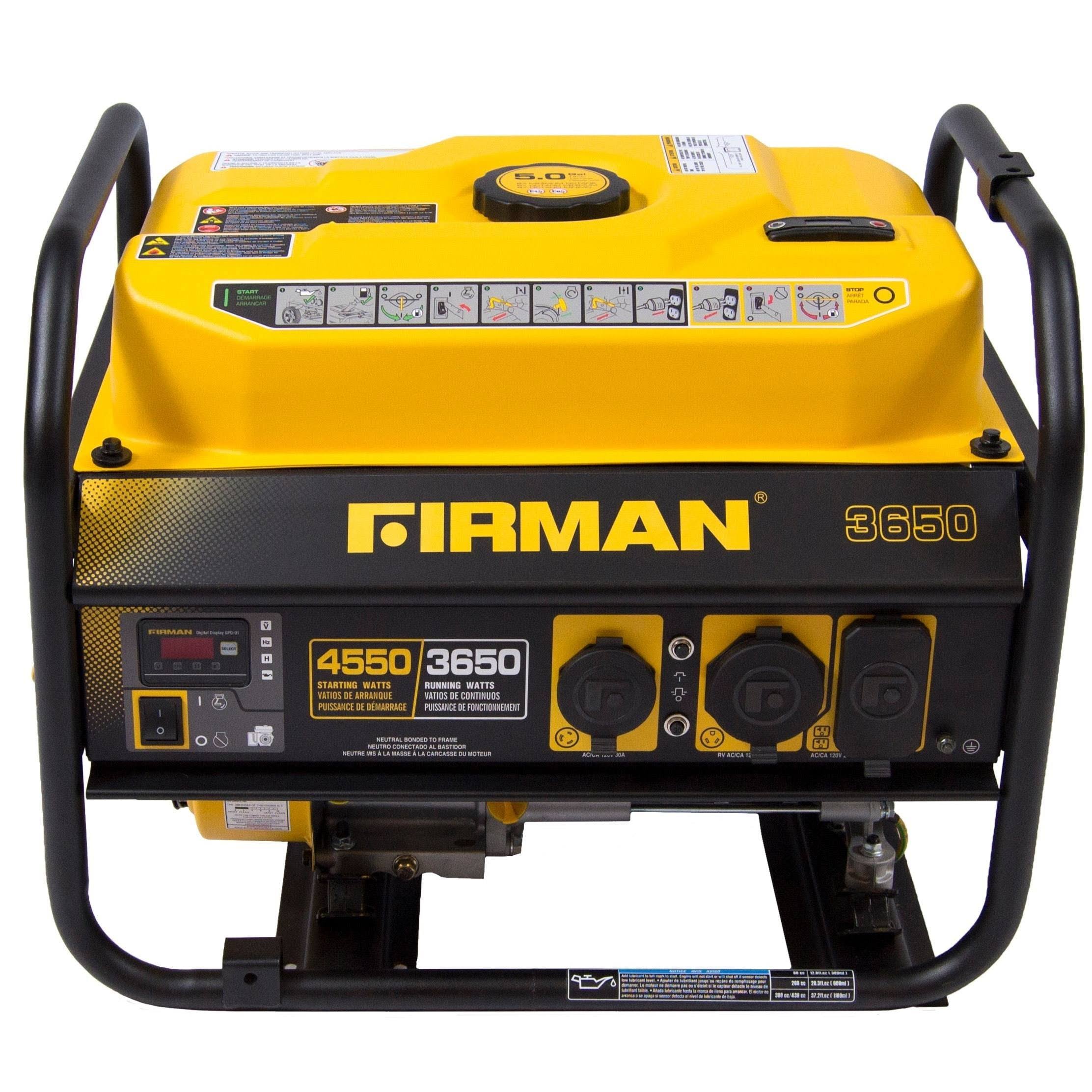 Firman P03607 Portable Generator 3650/4550 Watt GAS Powered u0026 Carb Compliant